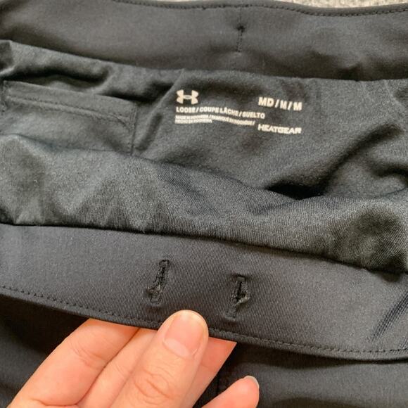 Under Armour Shorts Womens M Medium Black Highlighter HeatGear Loose Running - Picture 5 of 13